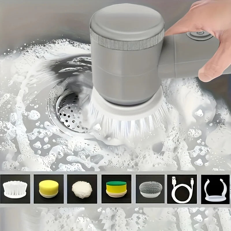 Perie Electrică pentru Curățenie cu 5 Capete Interschimbabile