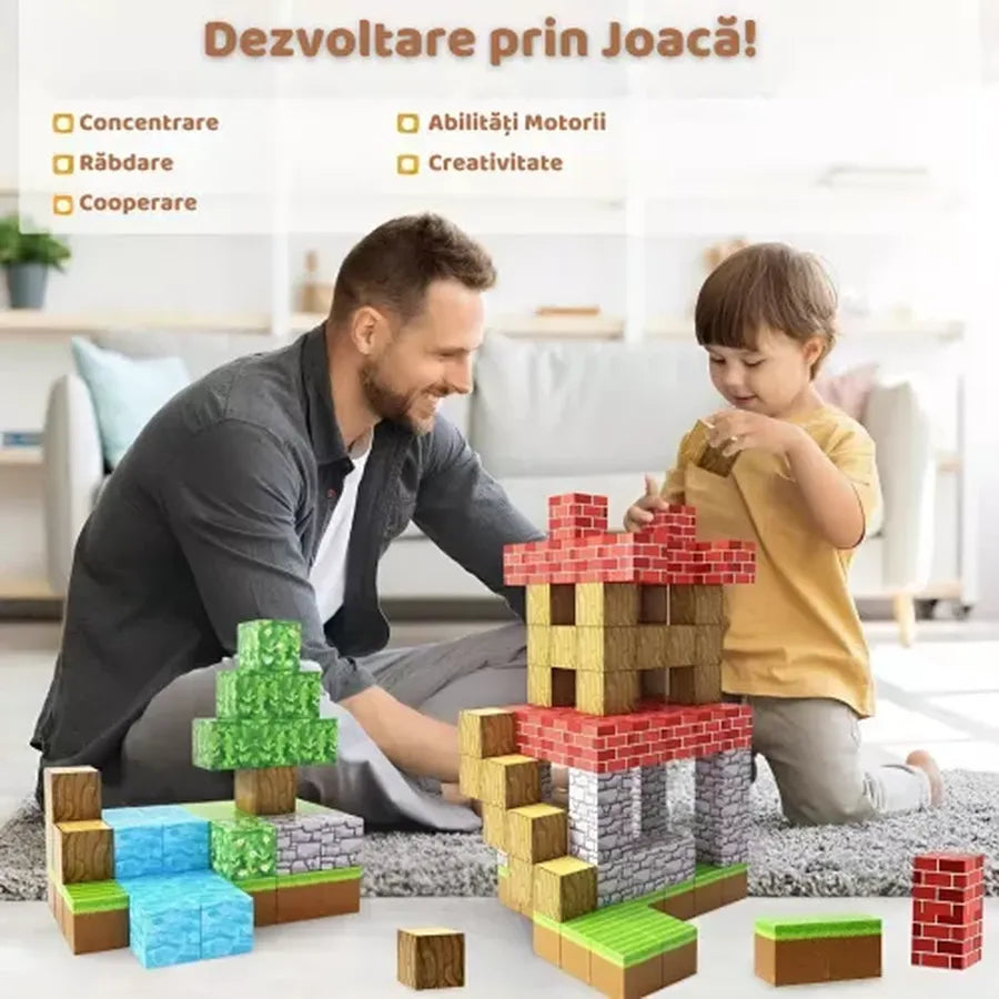 Set Blocuri Magnetice Minecraft 3D
