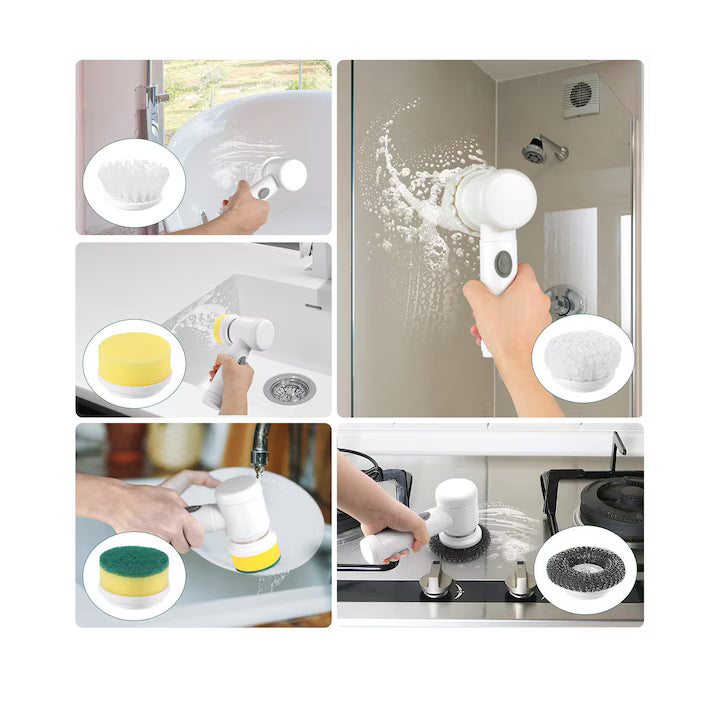 Perie Electrică pentru Curățenie cu 5 Capete Interschimbabile