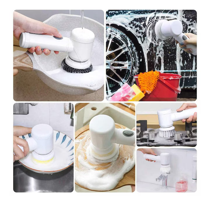 Perie Electrică pentru Curățenie cu 5 Capete Interschimbabile